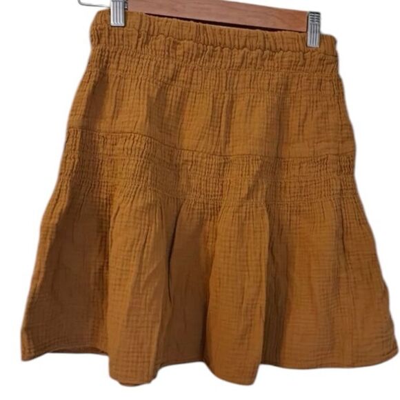 MADEWELL Women's Yellow Double-Gauze Smocked Mini Skirt S - Picture 4 of 8